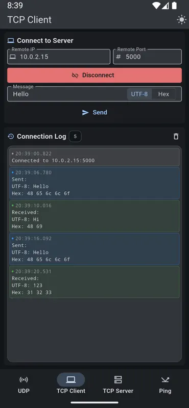 UDP TCP Sender & Receiver screenshot 6 of 8
