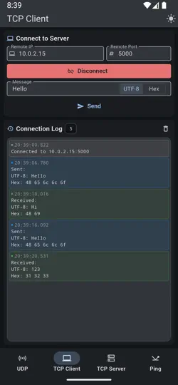 Скриншот UDP TCP Sender & Receiver на iPhone 6