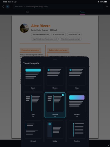 Neon CV Maker iPad screenshot
