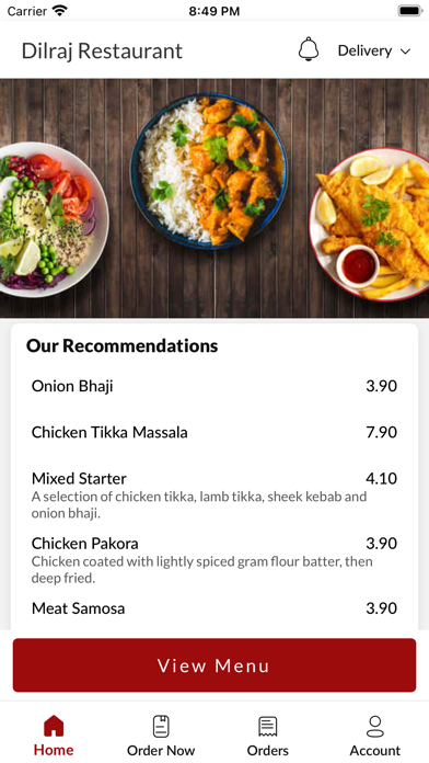 Dilraj Restaurant. Screenshot