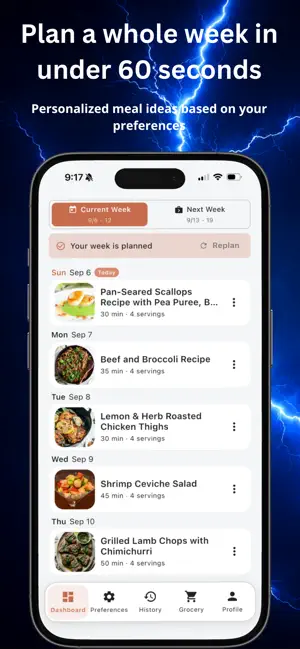 Lightning Fast Meal Planner screenshot 1