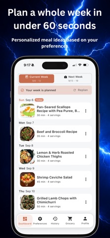 Lightning Fast Meal Planner iPhone screenshot