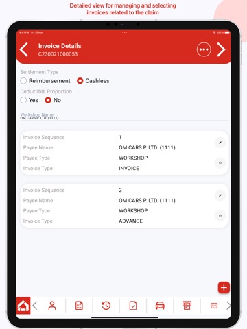 HDFC ETE Claims iPad screenshot