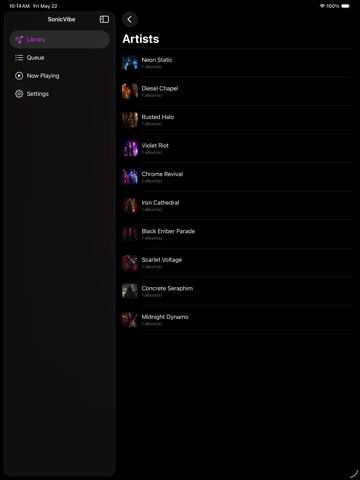 SonicVibe Music Player iPad screenshot