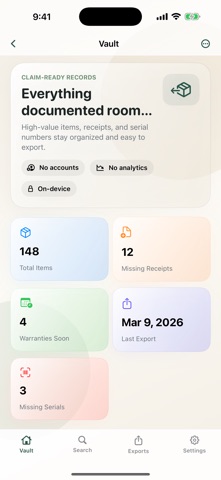 Home Inventory Vault iPhone screenshot