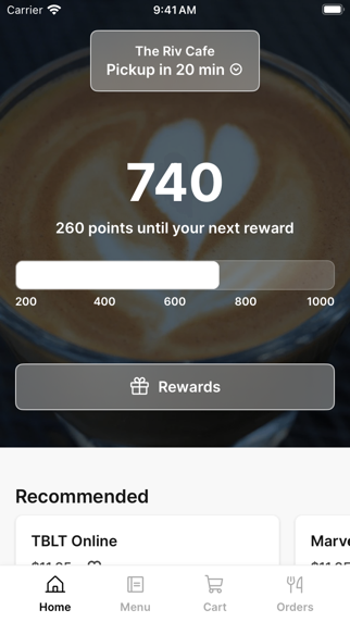 The Riv Cafe app screenshot