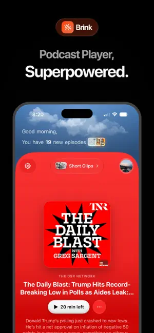 Brink: Podcasts and News iPhone screenshot 1
