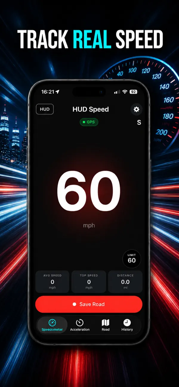 Screenshot #1 pour HUD Speed: GPS Speedometer