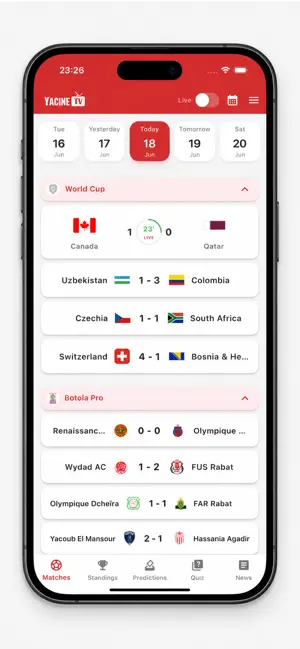 Yacine TV - Live scores iPhone screenshot 1