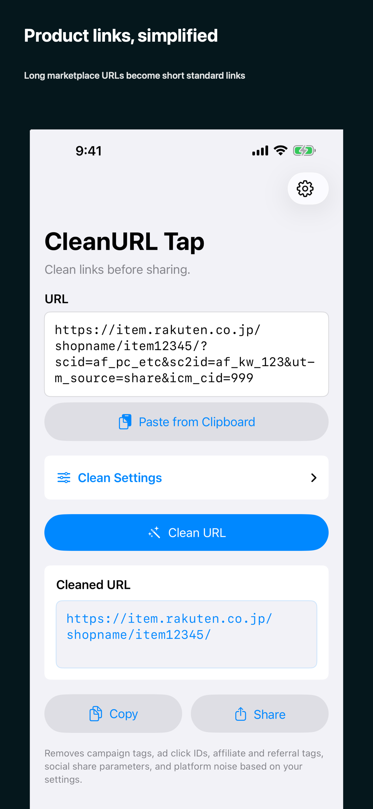 CleanURL Tap - Tidy Long Links screenshot 2