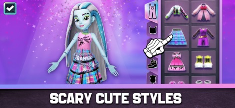 Monster High Fangtastic Life - Explore frightful fashions for characters like Frankie Stein, with a wide array of options including a stylish plaid skirt and diverse clothing selections.