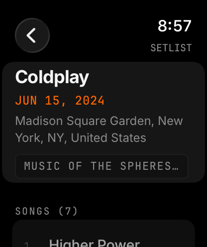 Setz — Concert Setlists
