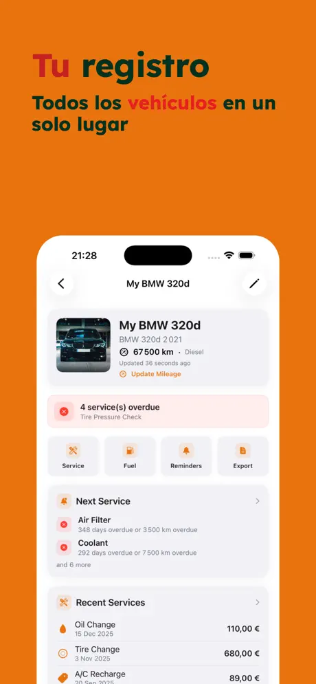 AutoLog — Mantenimiento Auto — captura de pantalla del iPhone 1