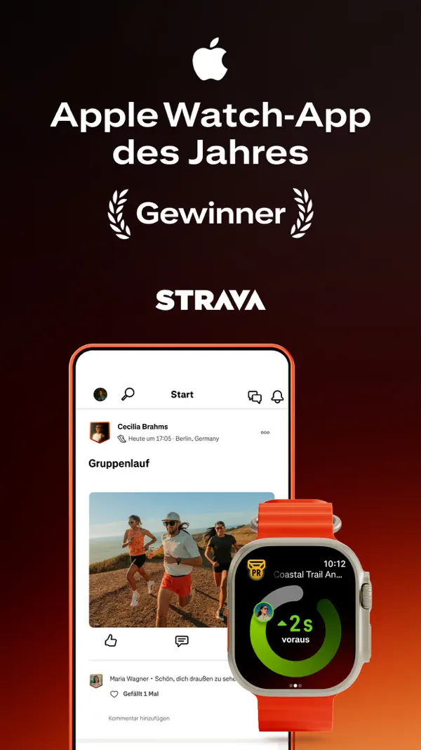 Strava: Run, Ride, Hike iPhone App Screenshot 1 – Gesundheit & Fitness