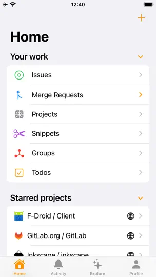 Capture d'écran de Tanuki For GitLab sur iPhone 1
