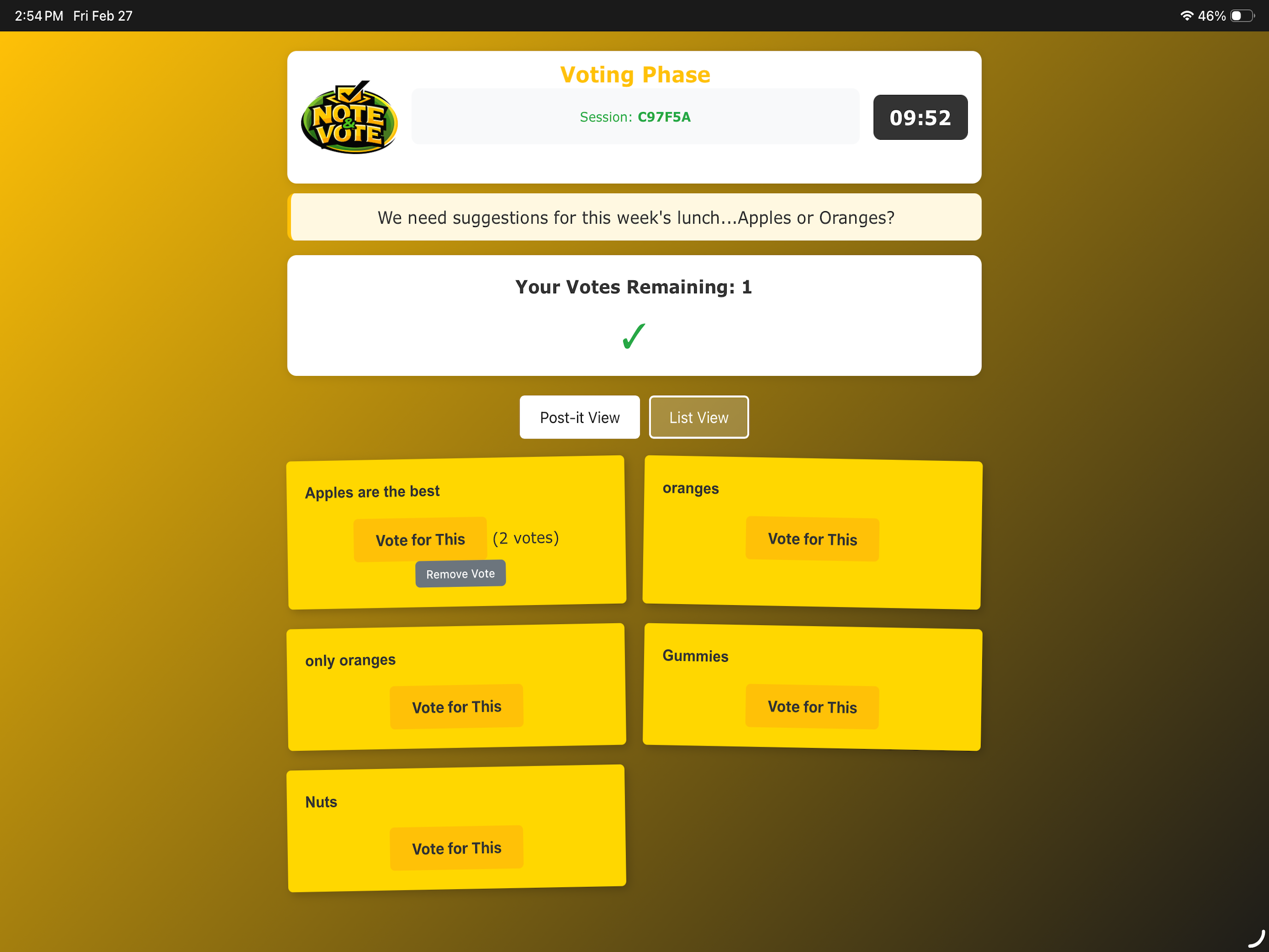 NoteAndVote: Participants Only
