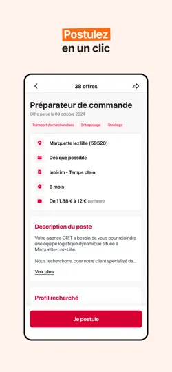 Capture d'écran de Crit Intérim & Emploi sur iPhone 6