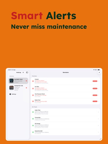 AutoLog — Car Maintenance iPad screenshot