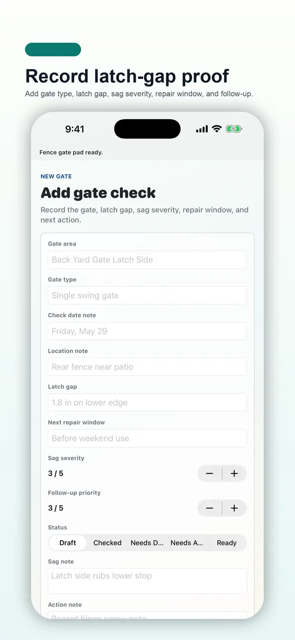 Screenshot #2 pour Fence Gate Sag Check Pad