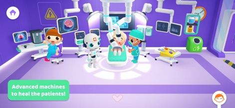 Central Hospital Stories - Explore the cutting-edge operating room, featuring advanced robotic surgical arms and intricate brain scan monitors for complex procedures.