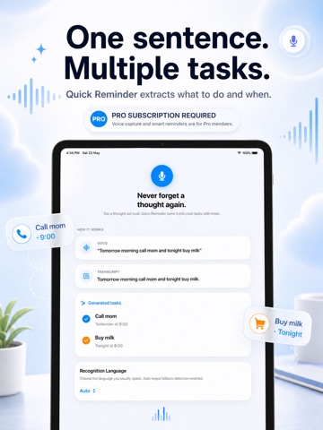 Voice Reminder: Quick Tasks iPad screenshot