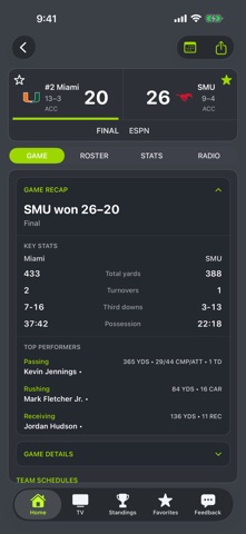 SMU Football Schedules app screenshot 3