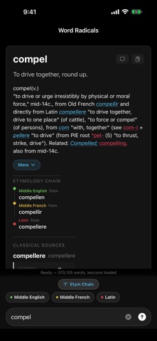 Word Radicals: Etymology iPhone screenshot