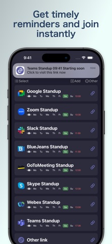 Meeting Links & Quick Access iPhone screenshot