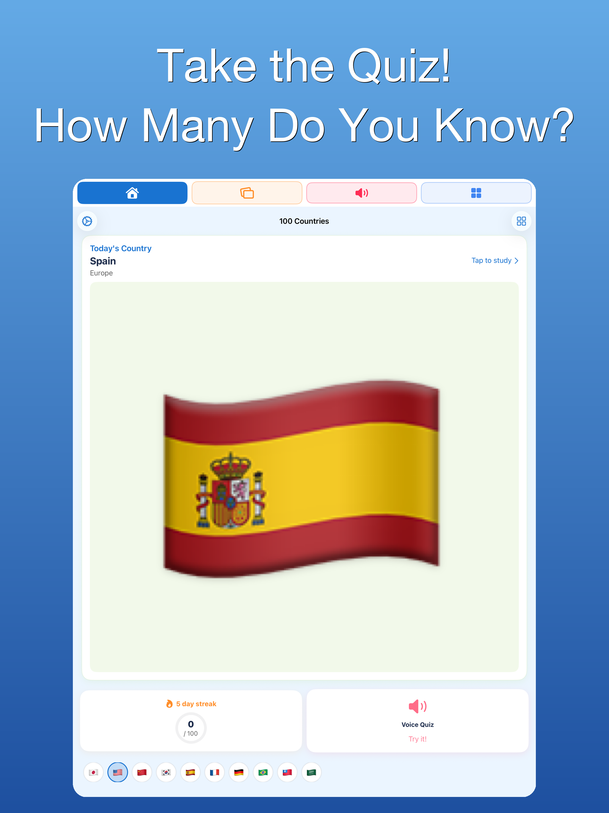 100 Countries: Flags & Hello