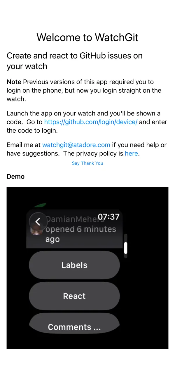 #3. WatchGit (iOS) Ved: Atadore