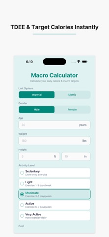 Macro Calc: TDEE & Macros Screenshot 1 of 5