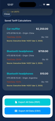 HTS Search & Tariff Calculator screenshot