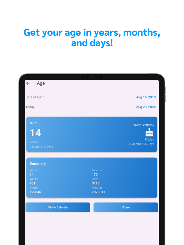 ‎Age & Date Calculator Pro Screenshot