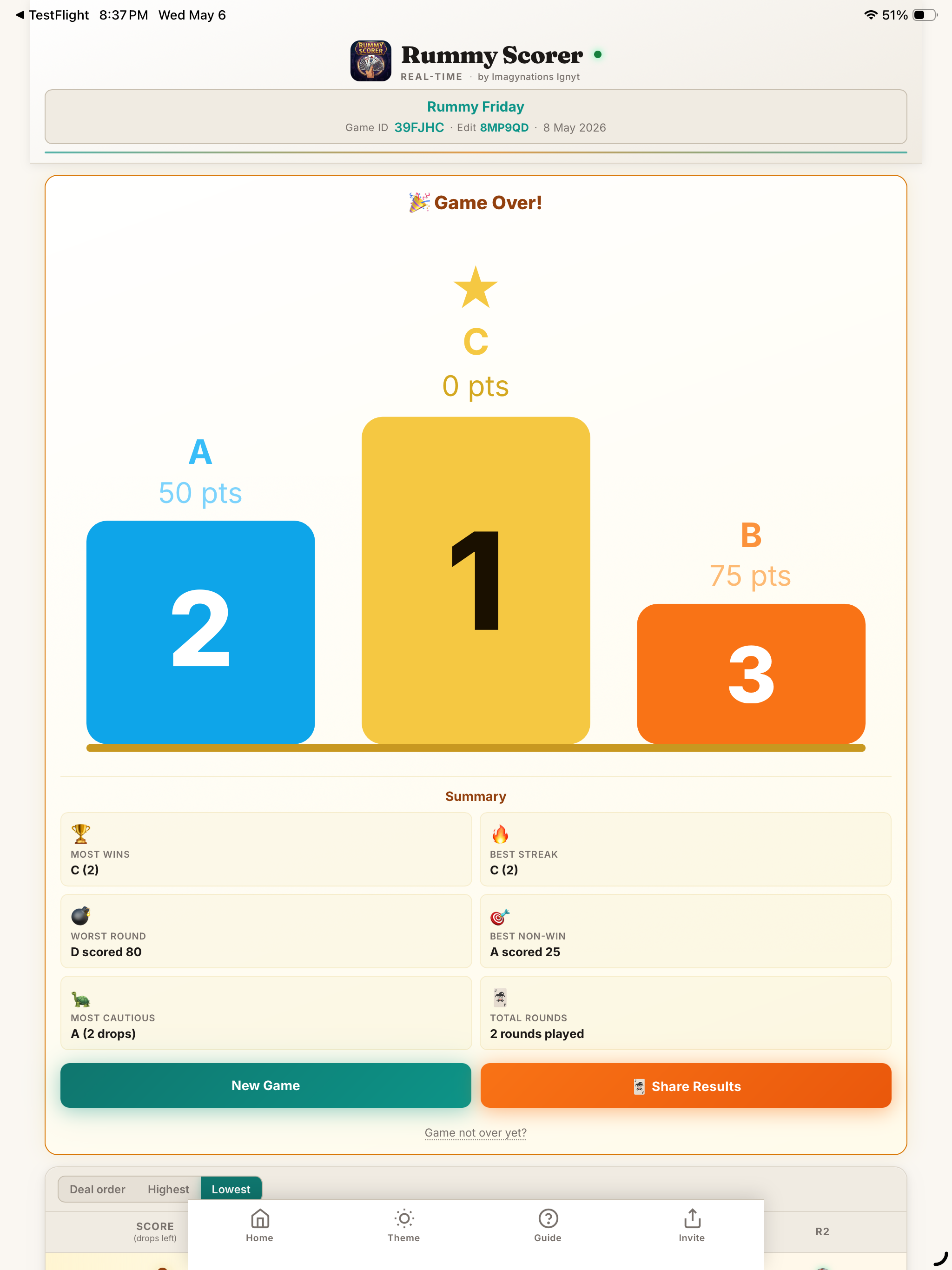 Rummy Scorer: Real-time
