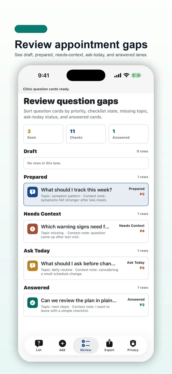 Screenshot #3 pour Clinic Question Cards