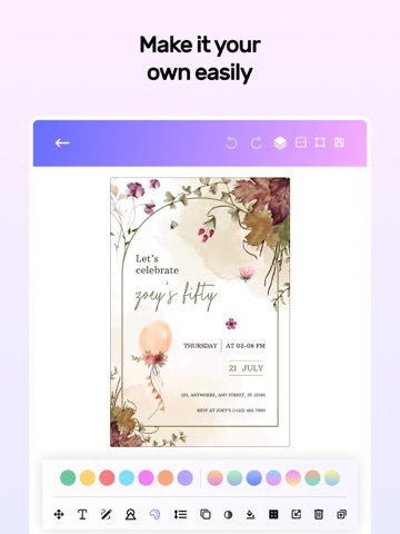Invitation Card Design Maker iPad screenshot