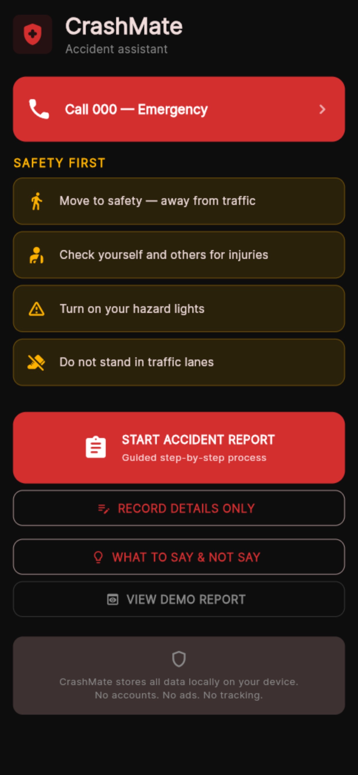 CrashMate screenshot 1
