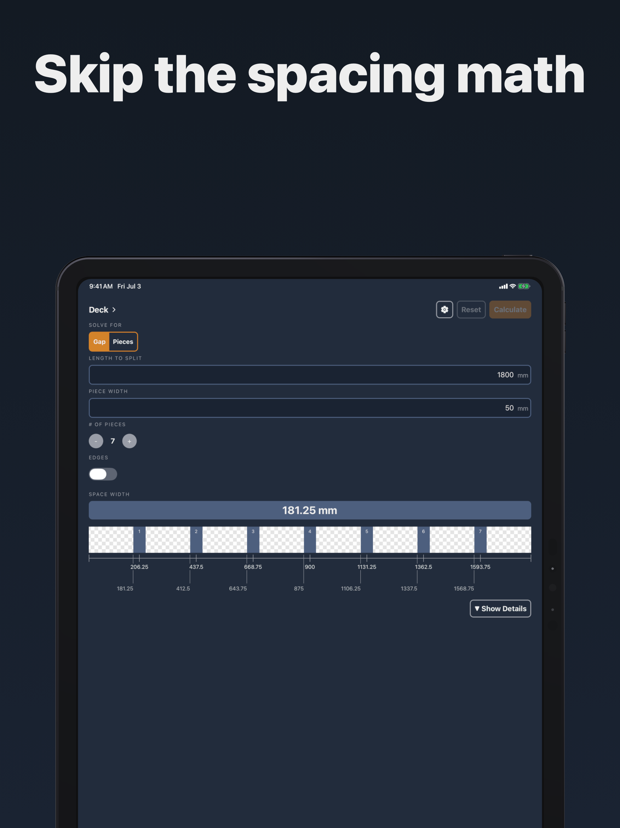 Even Spacing Calculator screenshot 6