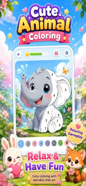Cute Animals Color by Number screenshot 2