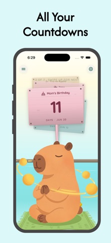 Cozy Countdown Widget: CapyDay iPhone screenshot