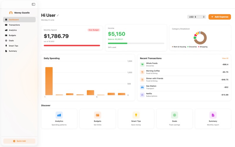 Money Gazelle Expense Tracker screenshot