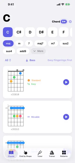 Chord ON: Guitar Chords, Tuner screenshot 1