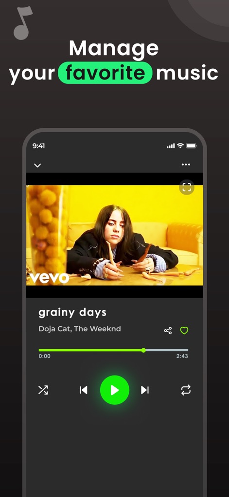 Music Player : Songs Streaming - Control the listening experience with the full-featured media player, offering playback controls and the ability to easily mark favorite songs for future access.