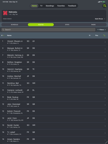Nebraska Football Schedules iPad screenshot