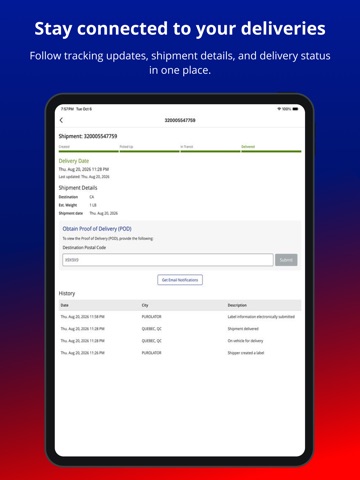 Purolator iPad screenshot 4