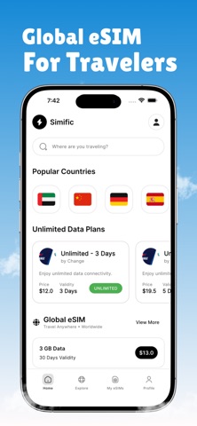 Simific: eSIM Travel Data Screenshot 1 of 4