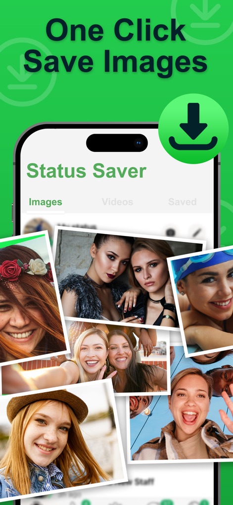 Status Saver: Download Status - Examine the 'Images' section of the app, showcasing a vibrant grid of all downloaded photos, offering users a private and easily accessible built-in gallery.