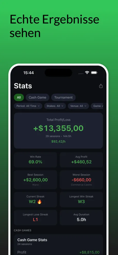 Poker Tracker: Bankroll-Log — iPhone-Screenshot 2