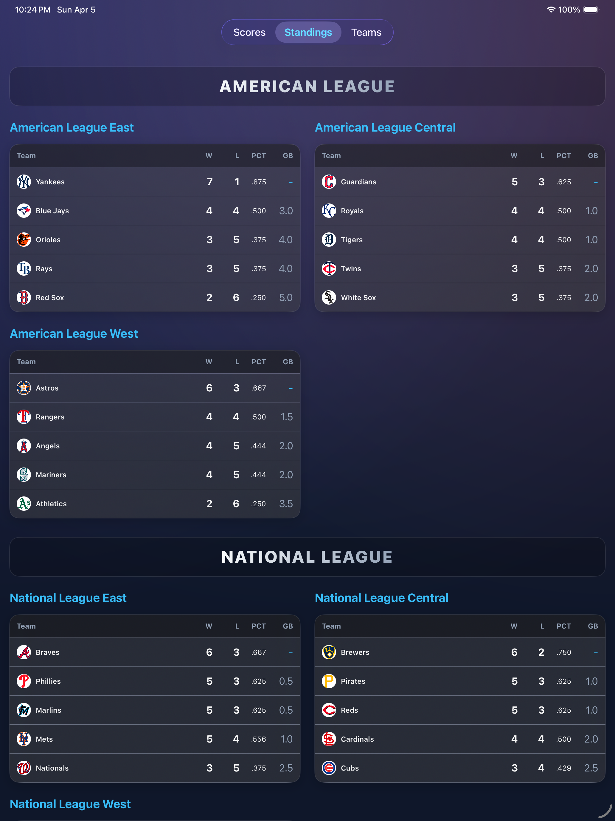 Baseball League Live Scores