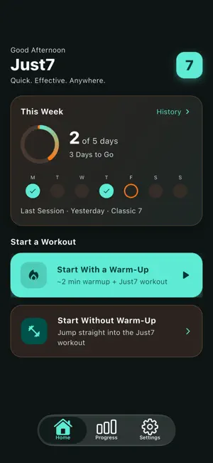 Just7: 7 Minute Workout screenshot 1